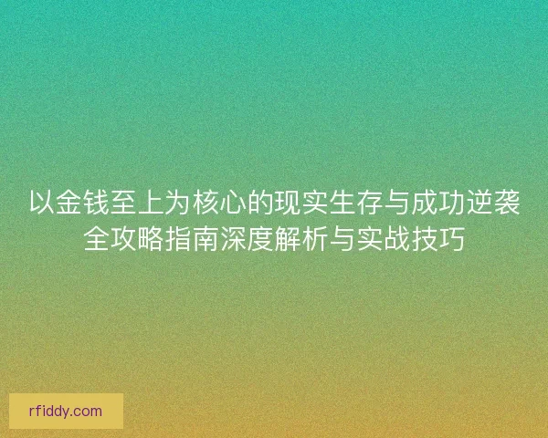 以金钱至上为核心的现实生存与成功逆袭全攻略指南深度解析与实战技巧