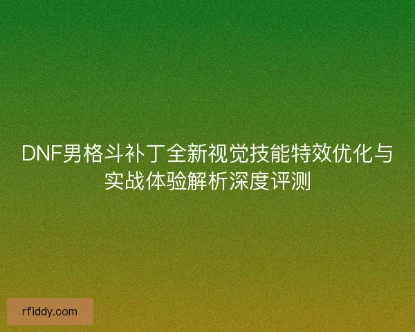 DNF男格斗补丁全新视觉技能特效优化与实战体验解析深度评测