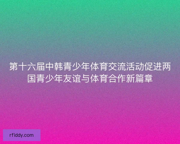 第十六届中韩青少年体育交流活动促进两国青少年友谊与体育合作新篇章
